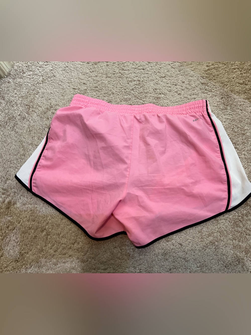 Nike Women's Dri-FIT Running Shorts Pink White Black Trim Size M Activewear Gym - Picture 2 of 5